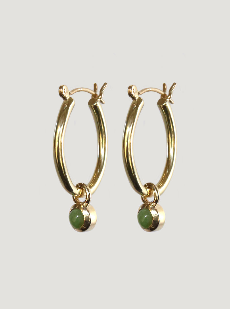 Gold Pounamu Mt Tasman Charm Hoops