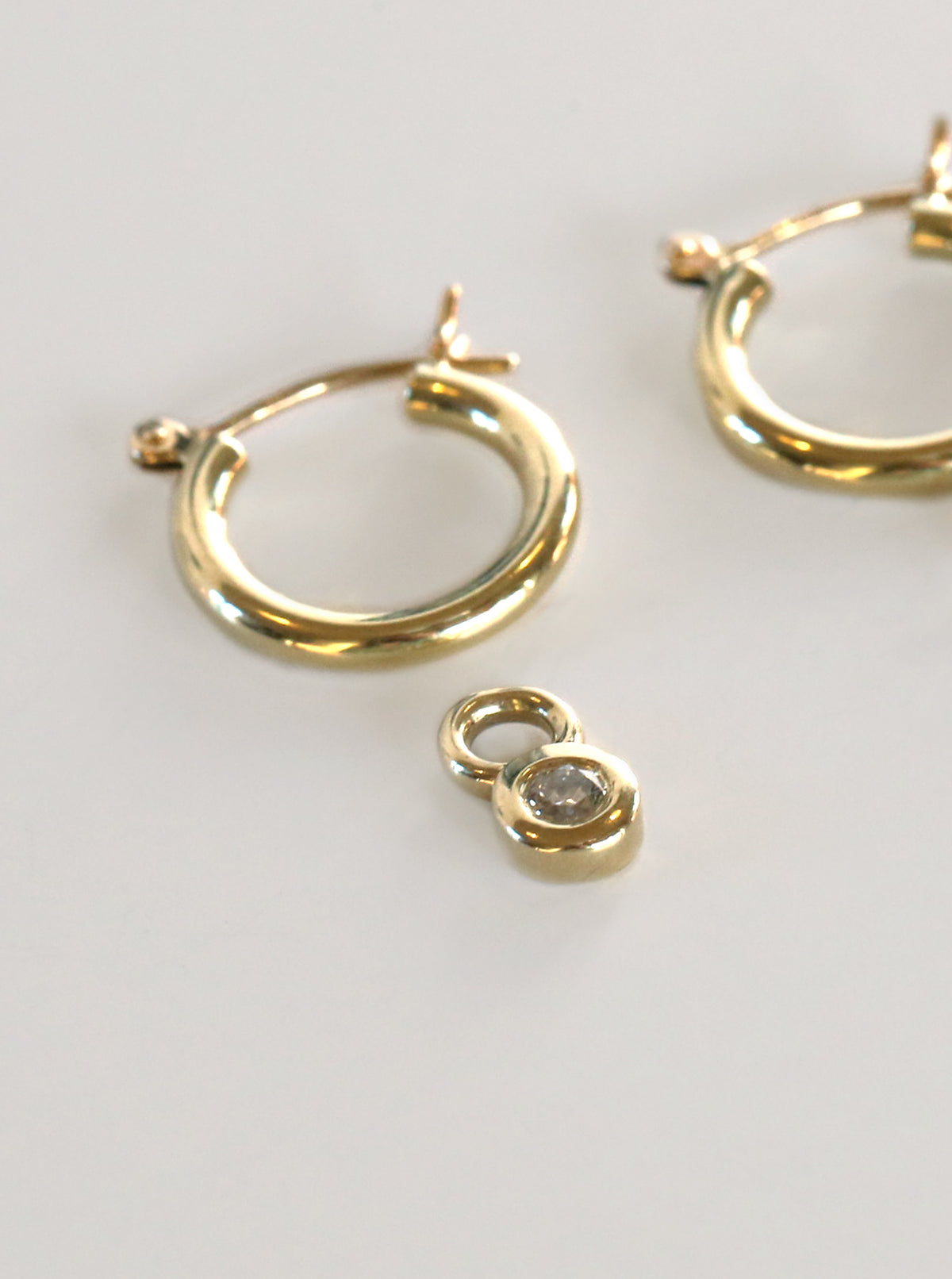 Gold Pounamu Mt Tasman Charm Hoops