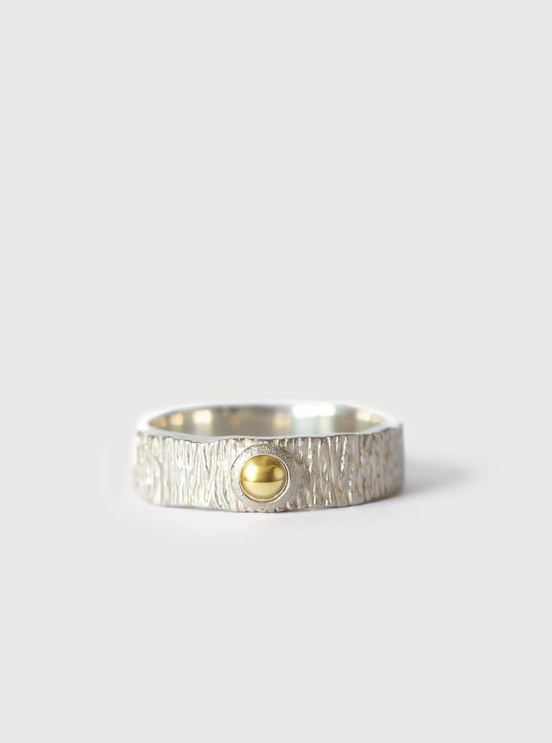 Silver Matai Ring with Gold